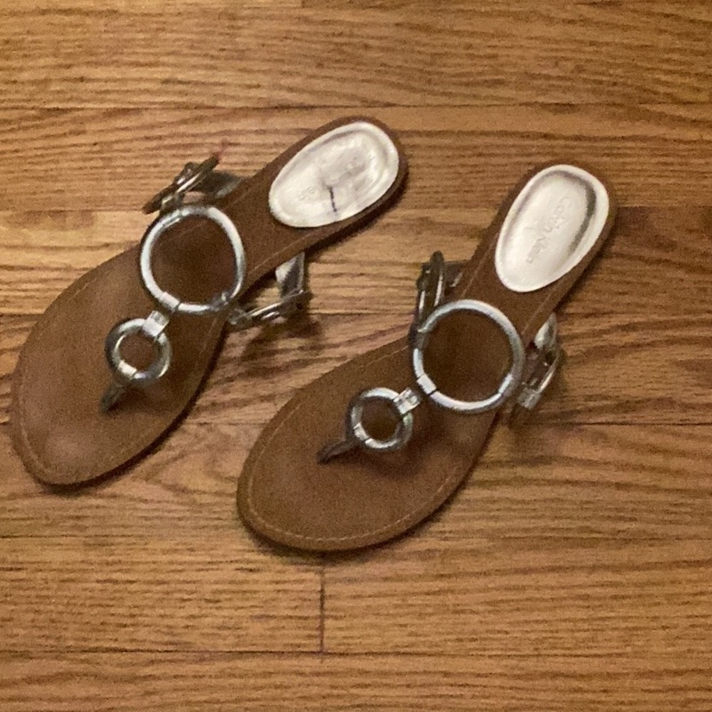 Calvin Klein Silver Geometric Sandals Size 8